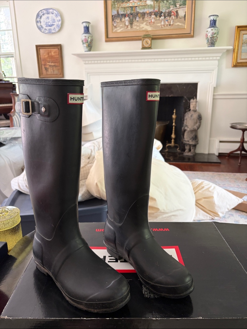 Hunter Black Tall Rain Boots